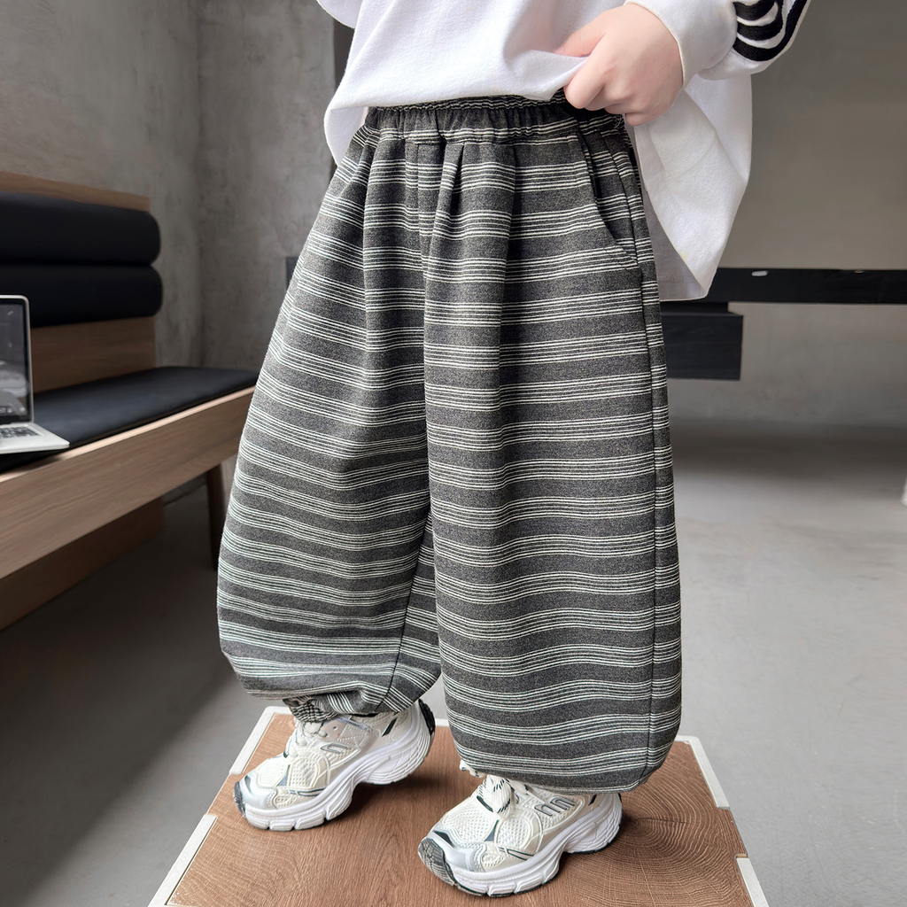 Boys' Dark Gray Loose Harem Pants