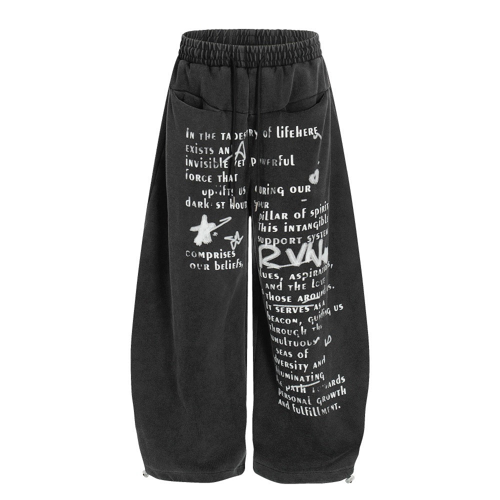 Men's Letter-Print Pocket Sweatpants