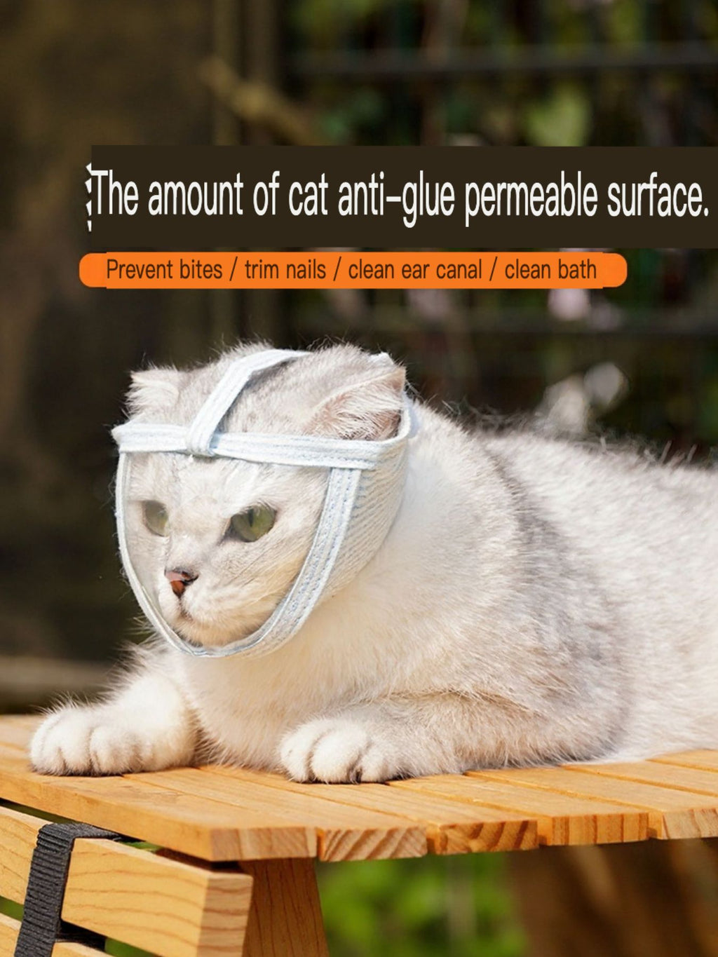 Breathable anti-bite cat mask from Trendsi, showing a lightweight, adjustable feline protective mask with breathable mesh fabric.