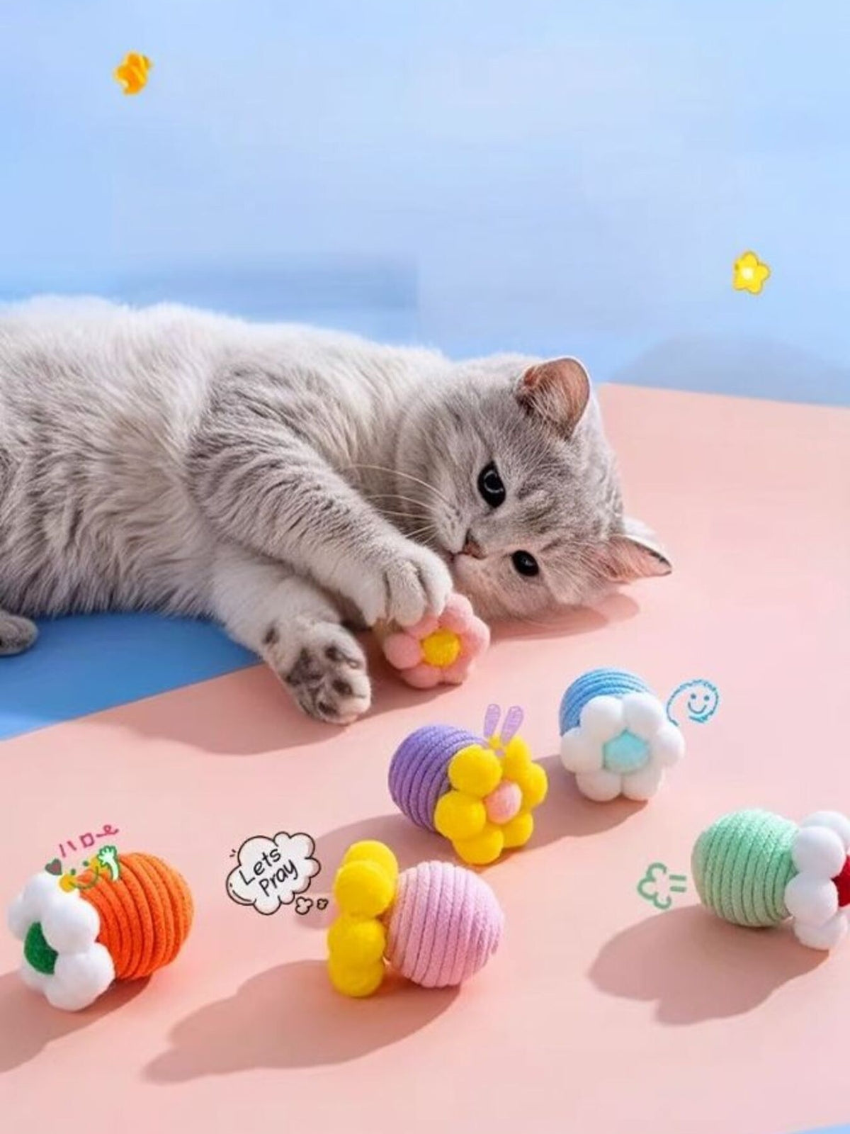 Interactive flower design squeaky pet toy from Trendsi, featuring colorful flower shapes and a squeaker for dogs.