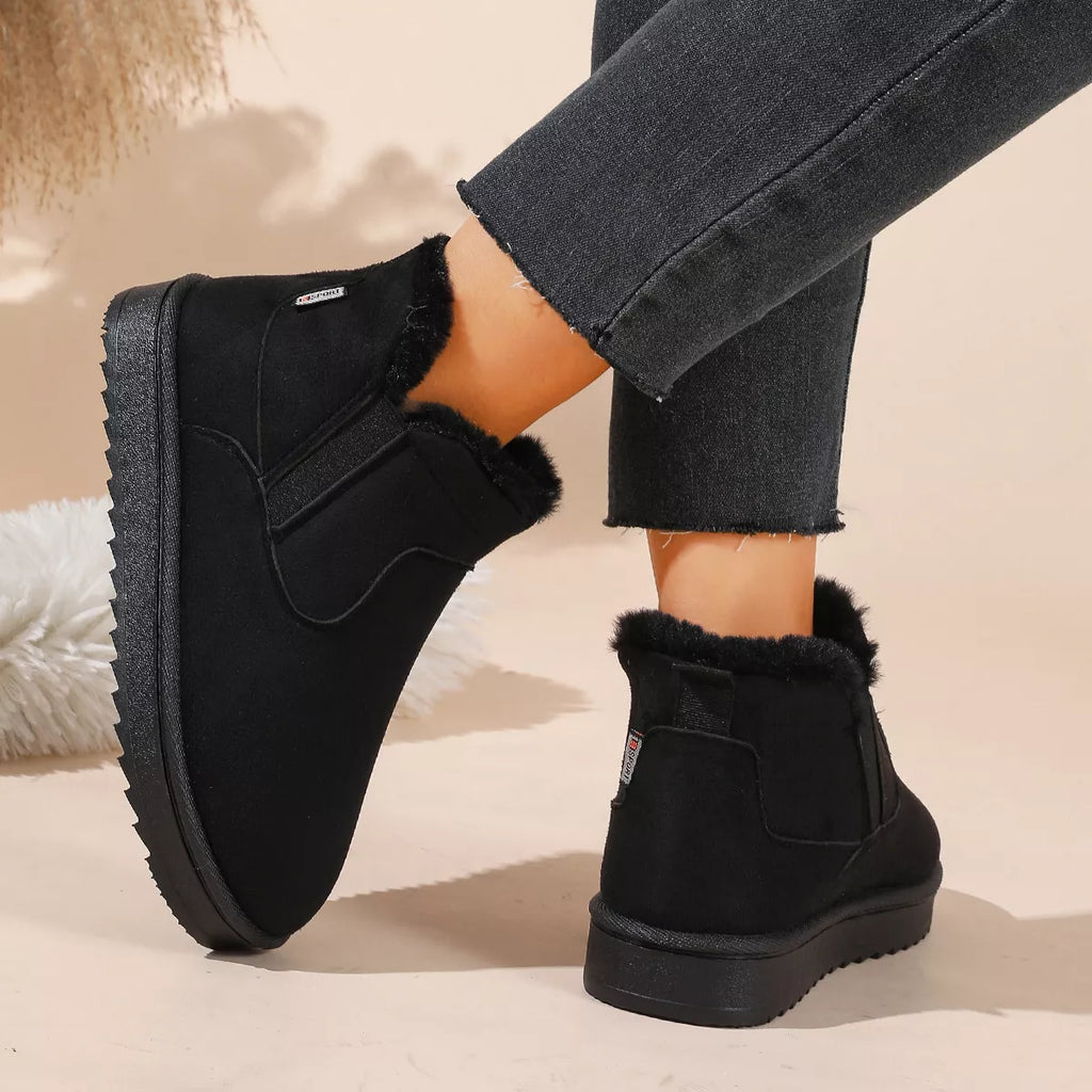 Plush lined flat winter ankle boots, view 9