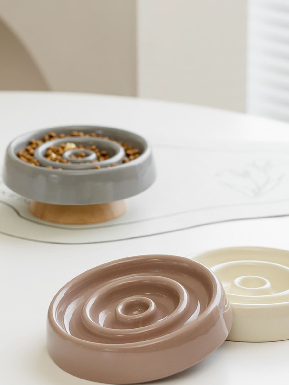 Interactive slow feeder pet bowl by Trendsi, featuring a colorful maze design to promote healthy eating for cats and dogs.