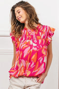 Trendsi BiBi smocked yoke ruffled floral top with feminine ruffle details and vibrant floral pattern on lightweight fabric