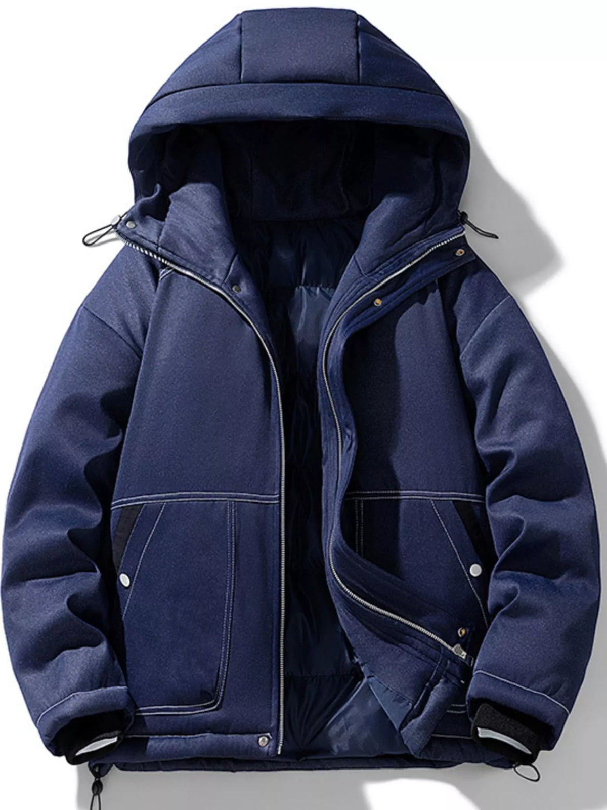 Men's plus size padded hooded puffer jacket, view 3