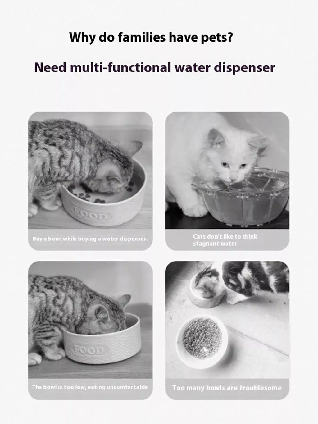 Trendsi 2-in-1 automatic pet water dispenser and food bowl showing a sleek, combined design for pets.