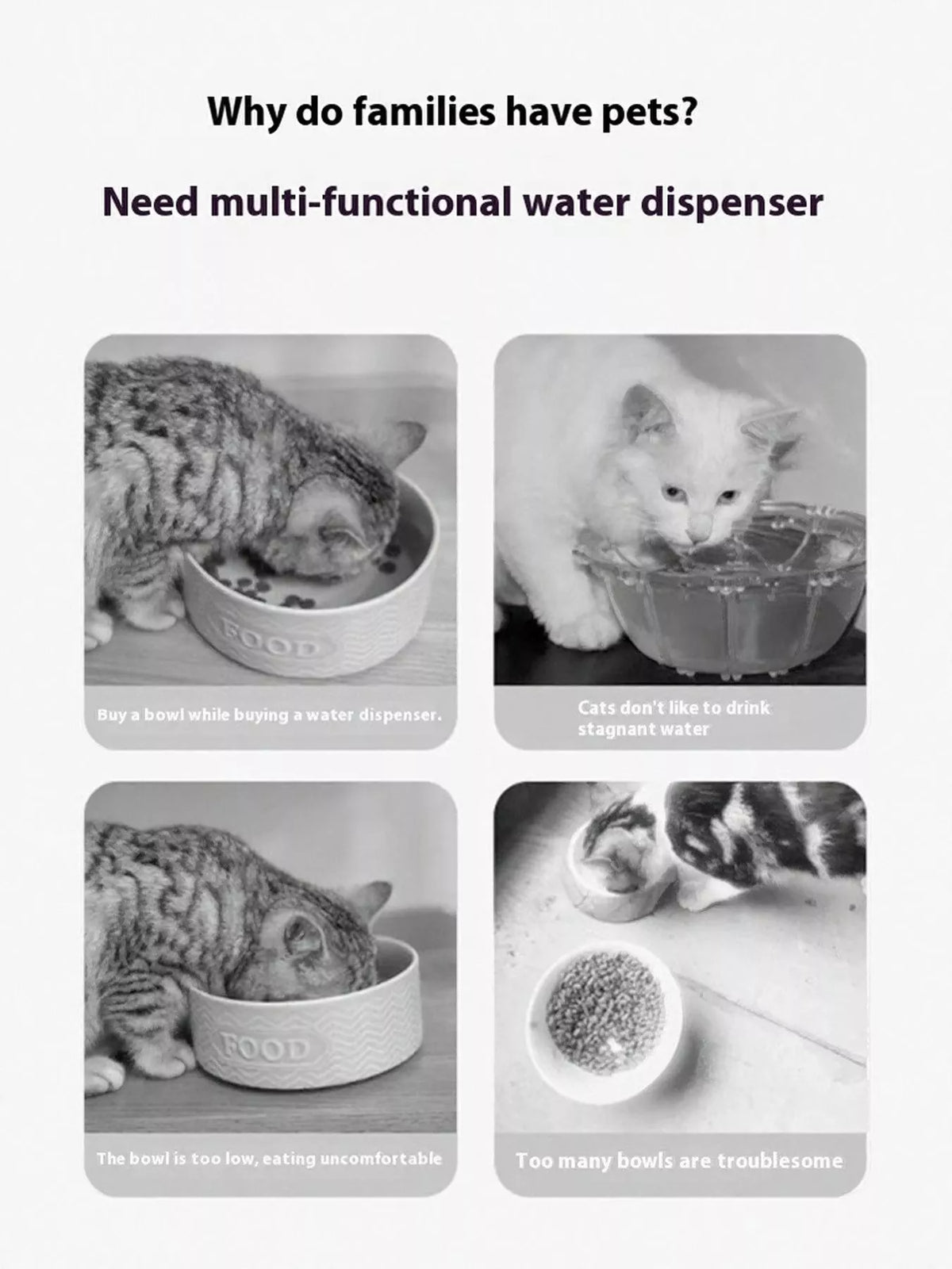 Trendsi 2-in-1 automatic pet water dispenser and food bowl showing a sleek, combined design for pets.