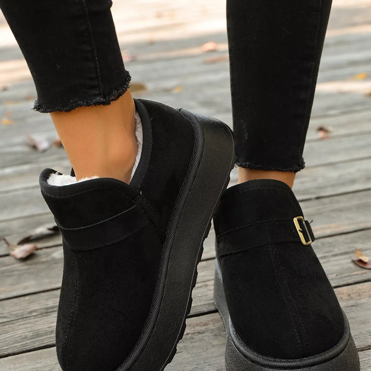 Round toe suede platform boots, view 8