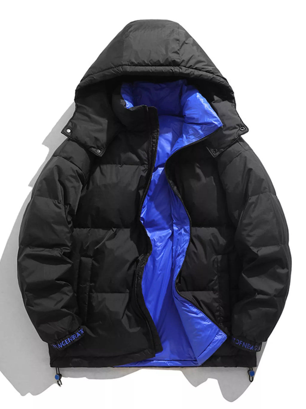 Men's contrast hooded jacket with drawstring hem, view 3