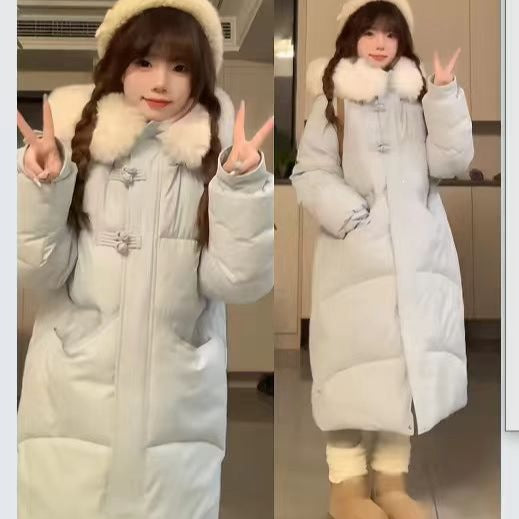 Women's Long Puffer Coat with Large Fur Collar - Winter Fashion Quilted Jacket eprolo