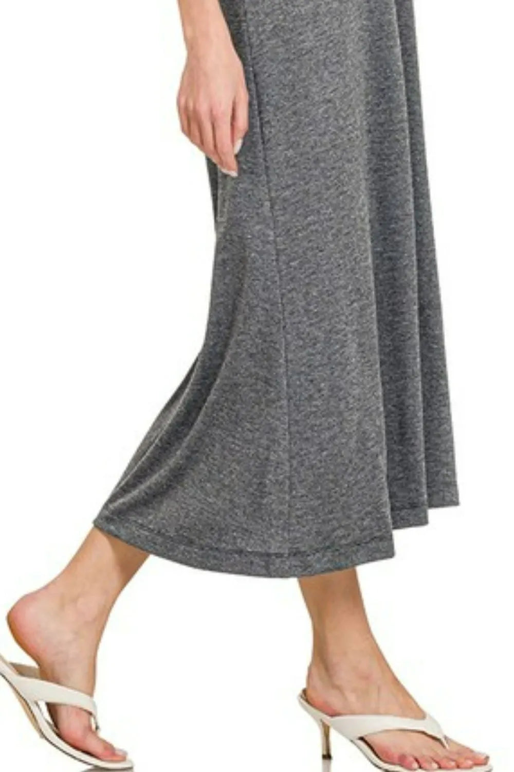 Zenana French Terry Twisted Strap Midi Dress in soft fabric with twisted straps, stylish and comfortable for casual wear