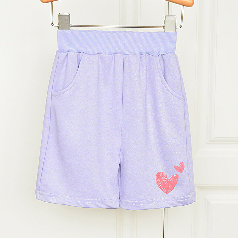 Girls' Cotton Elastic-Waist Summer Shorts