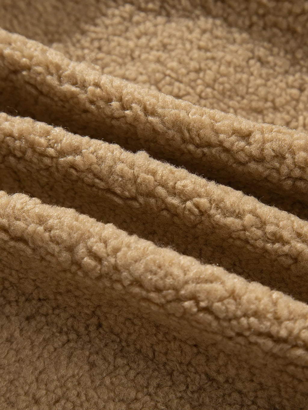 Camel fleece zip-up jacket with collar and dropped shoulders, view 10