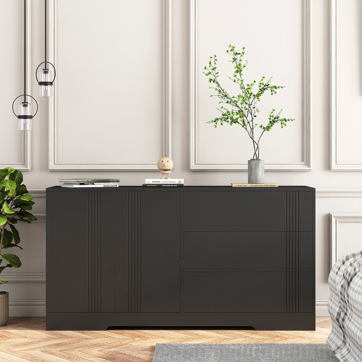 Black Kitchen Sideboard Buffet & Coffee Bar Cabinet