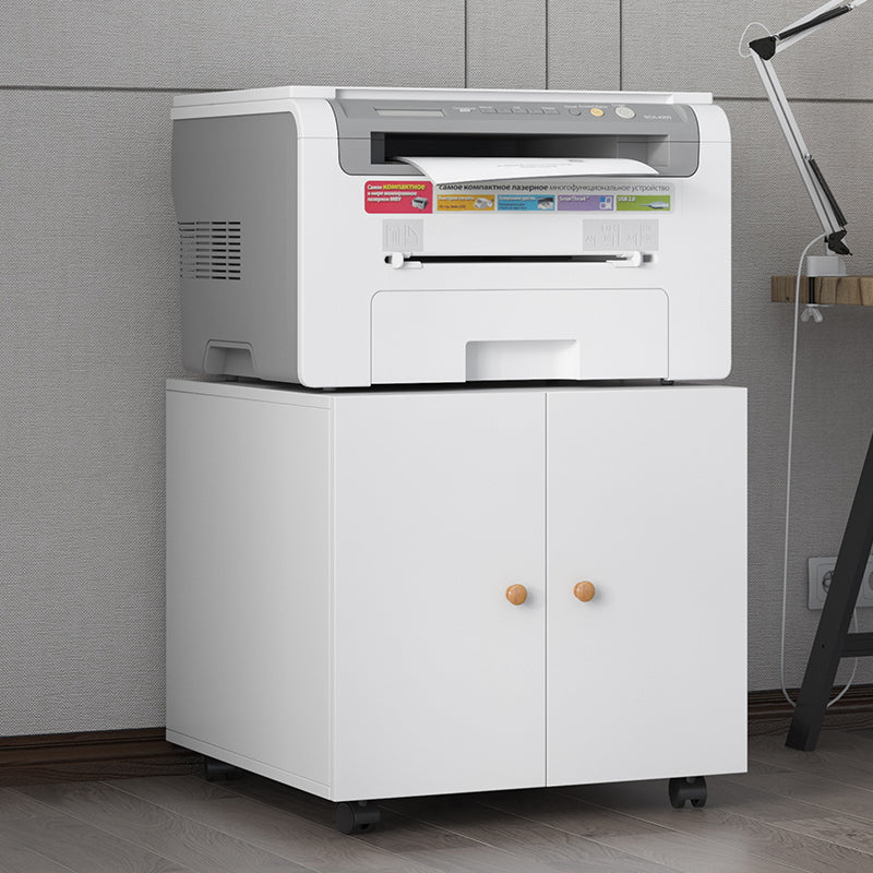 White Mobile Steel Copier Stand Cabinet