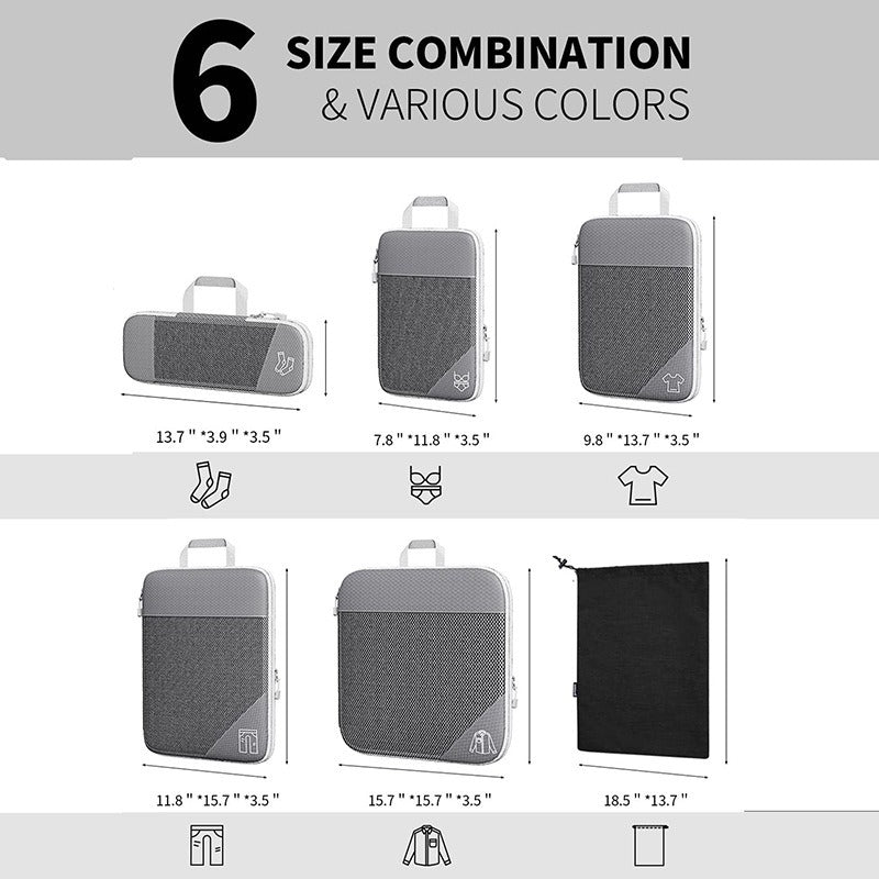 Compressible Travel Packing Organizer Set with Shoe Bag