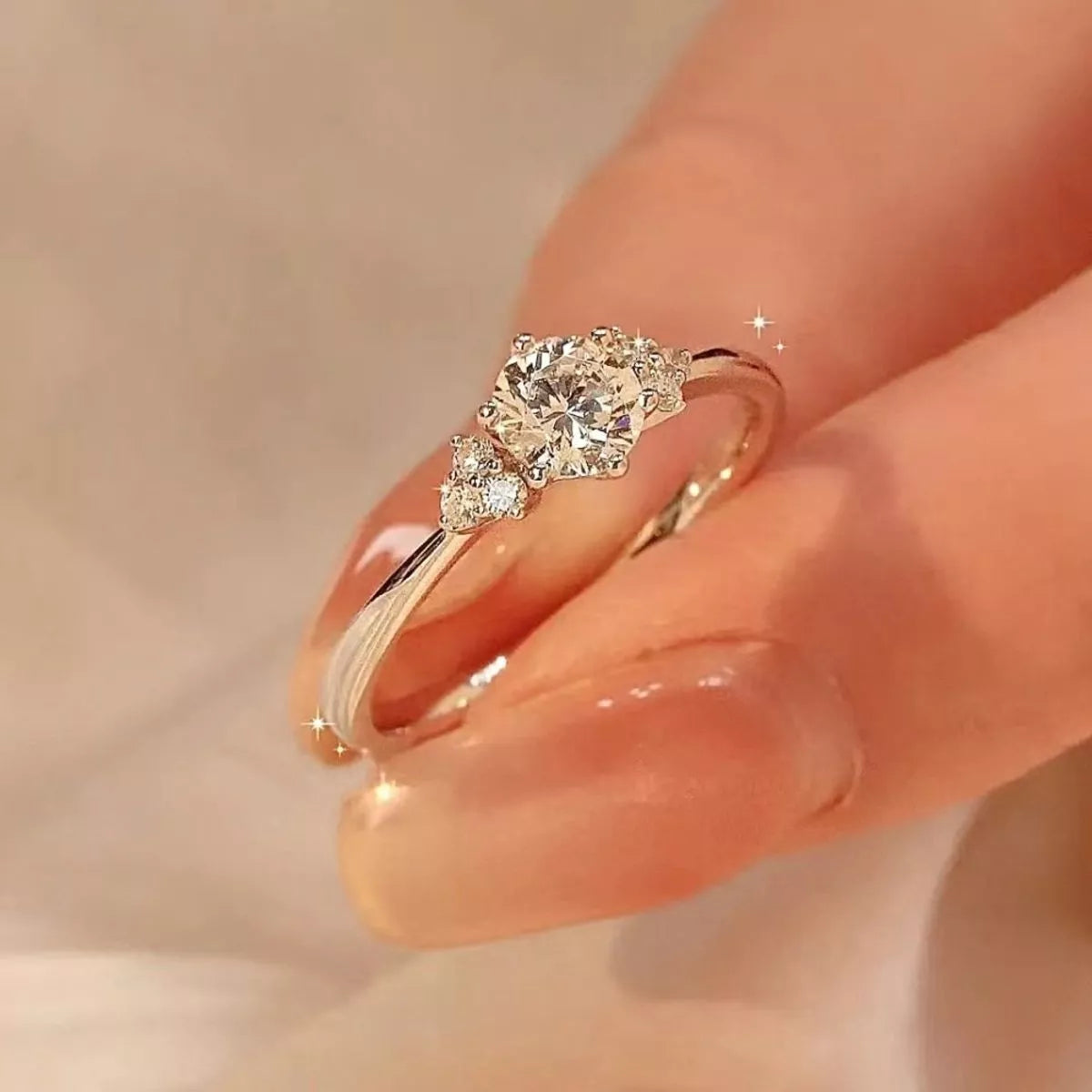 Sterling silver ring with a 1-carat moissanite gemstone, featuring a sleek and elegant design.