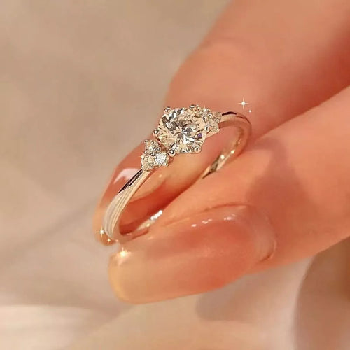 Sterling silver ring with a 1-carat moissanite gemstone, featuring a sleek and elegant design.