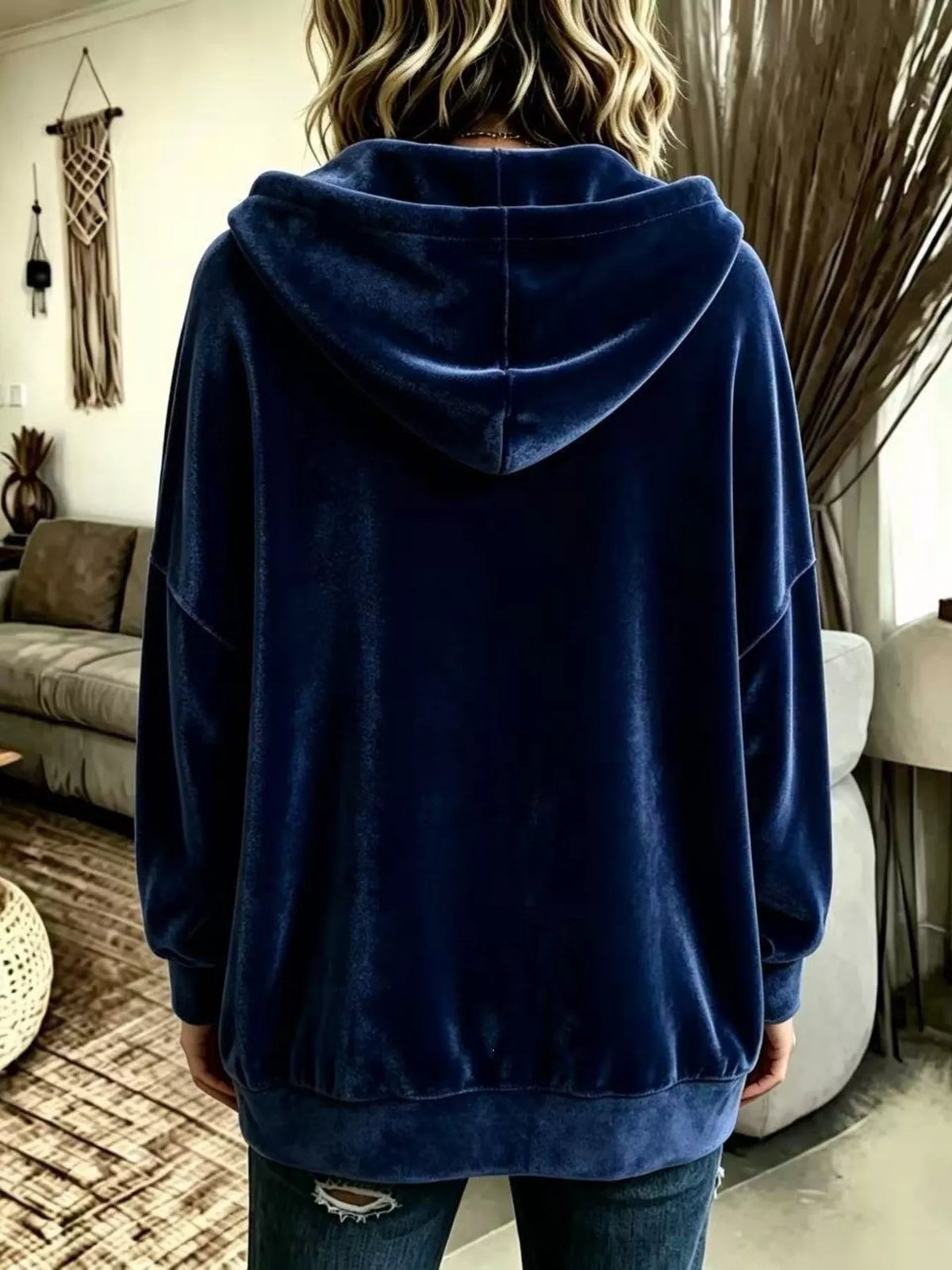 Plus size casual button-down hooded jacket, view 4