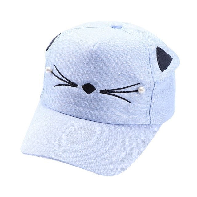 Cartoon Cat Embroidered Baseball Cap – Kids & Adult
