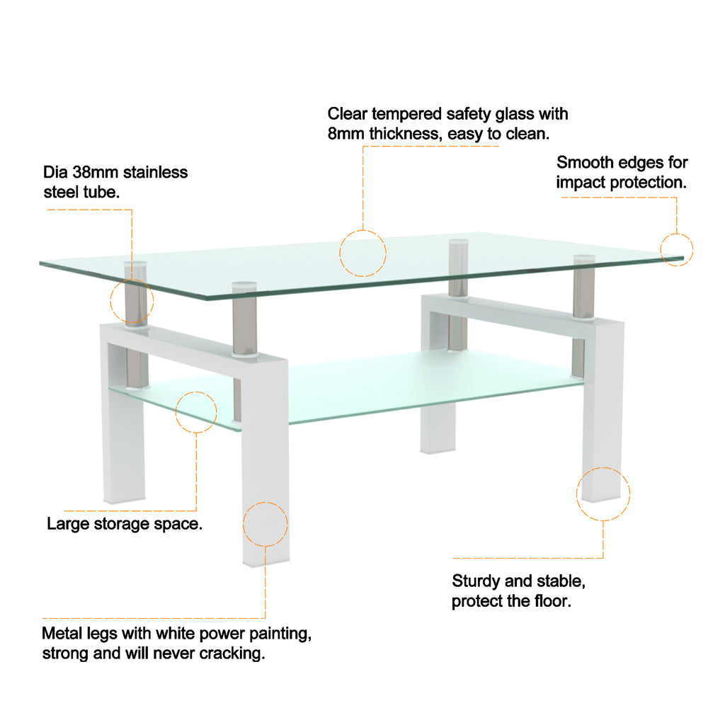 Modern White & Clear Coffee Table