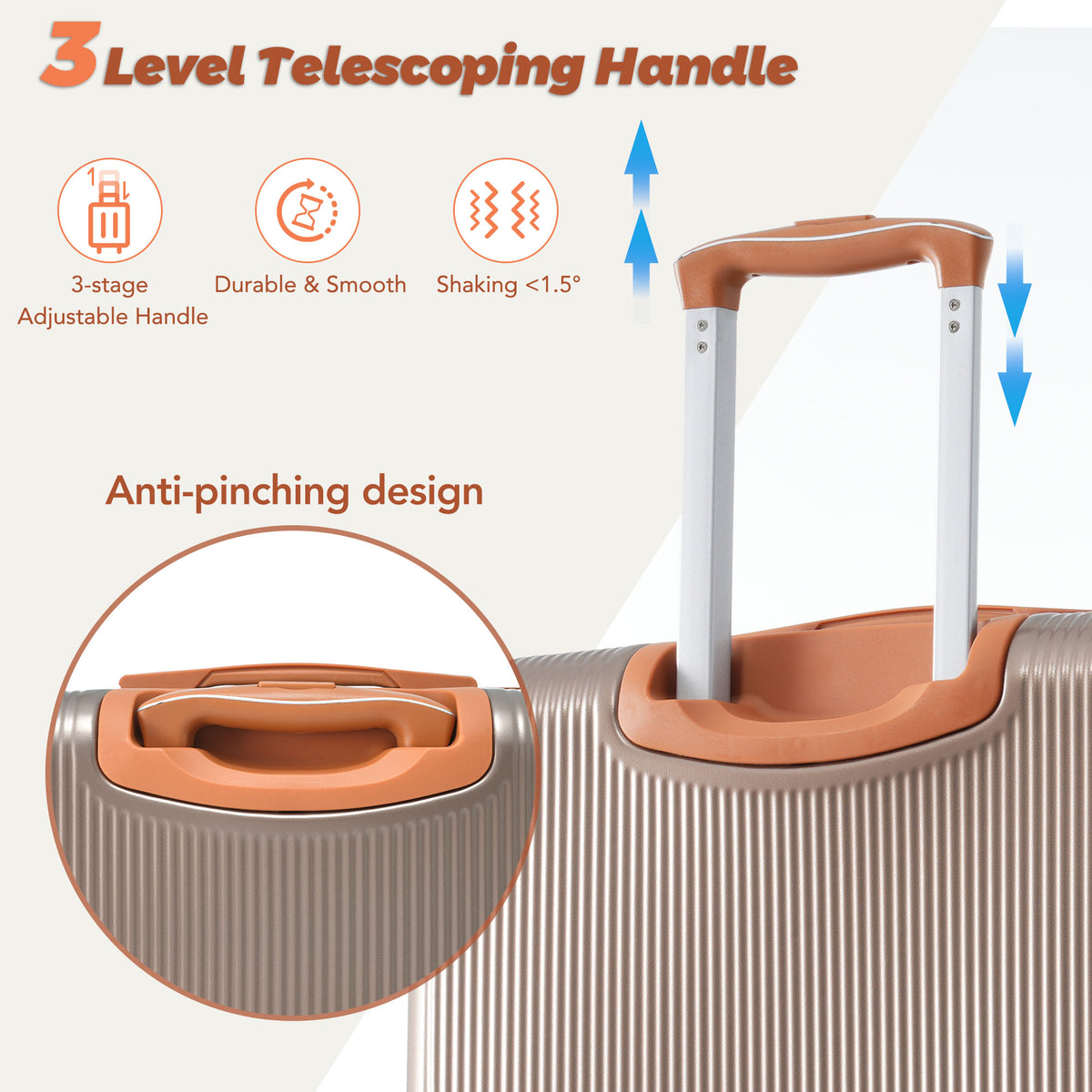3-Piece Hardshell Spinner Luggage Set with TSA Lock – Copper