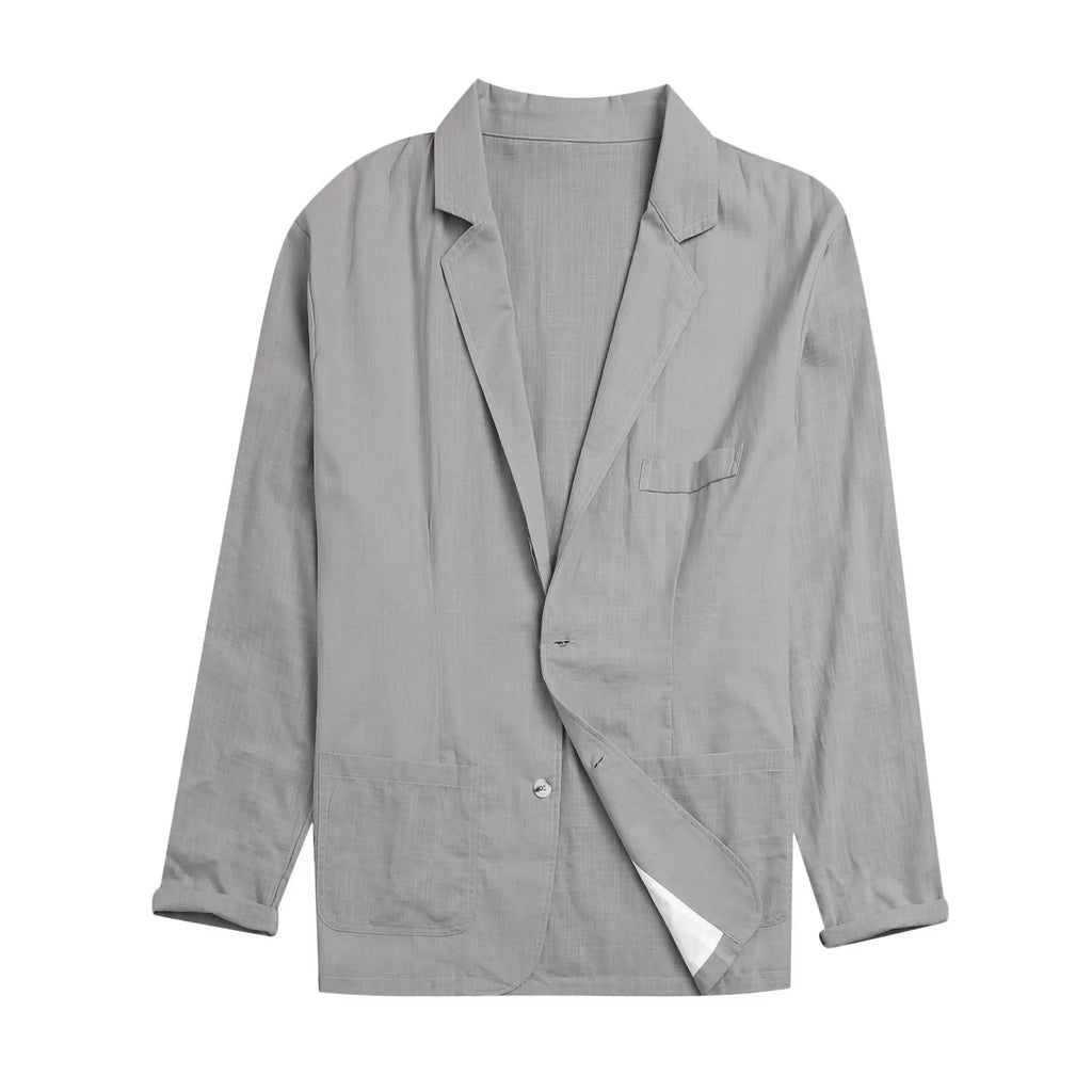 Leisure Thin Mens Fashion Suits Solid Color Lapels Buttons Suits Jackets And Tops British Style Linen Blended Coat Party Wear