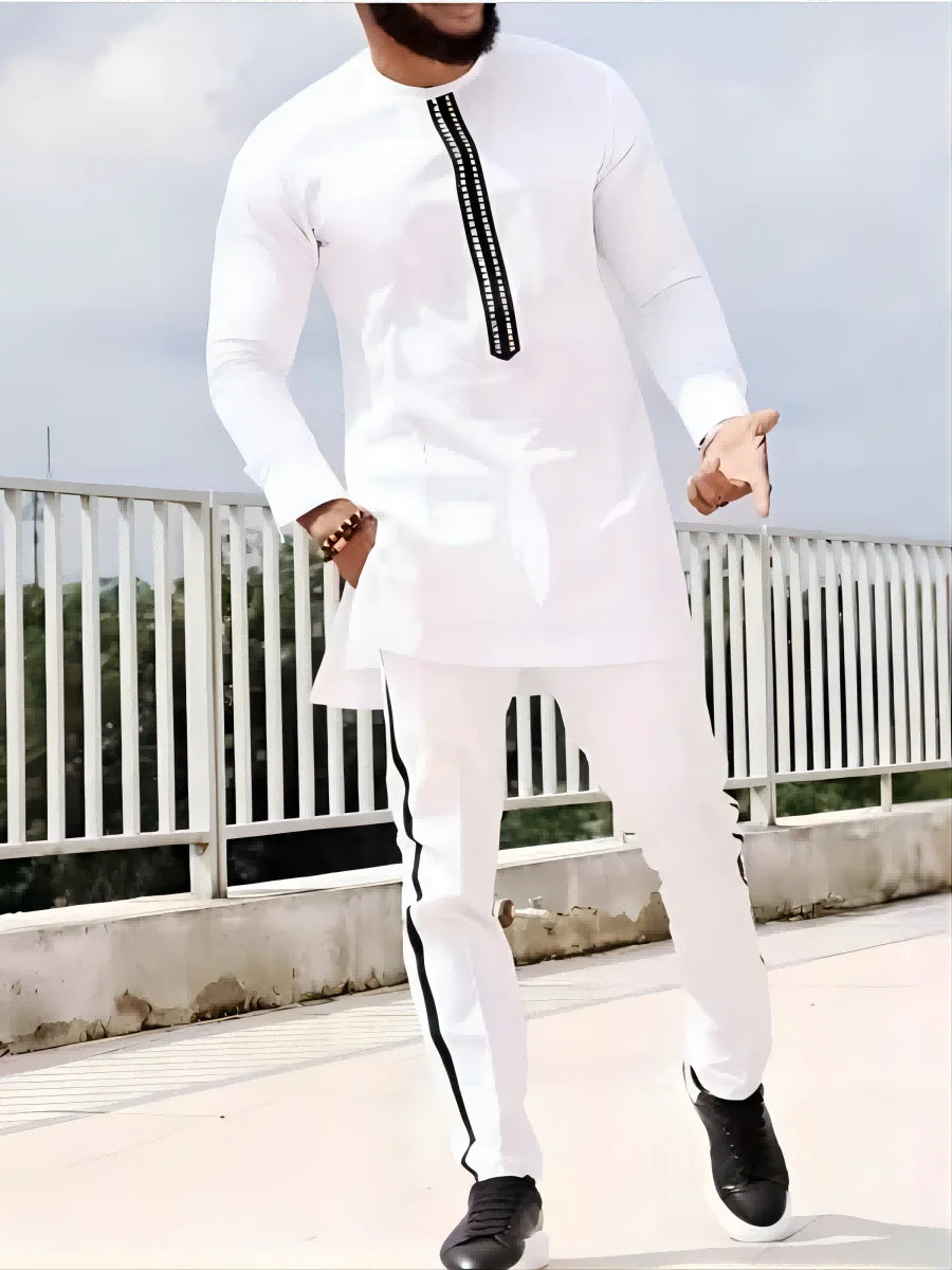 Men's Printed Dashiki Two-Piece Set