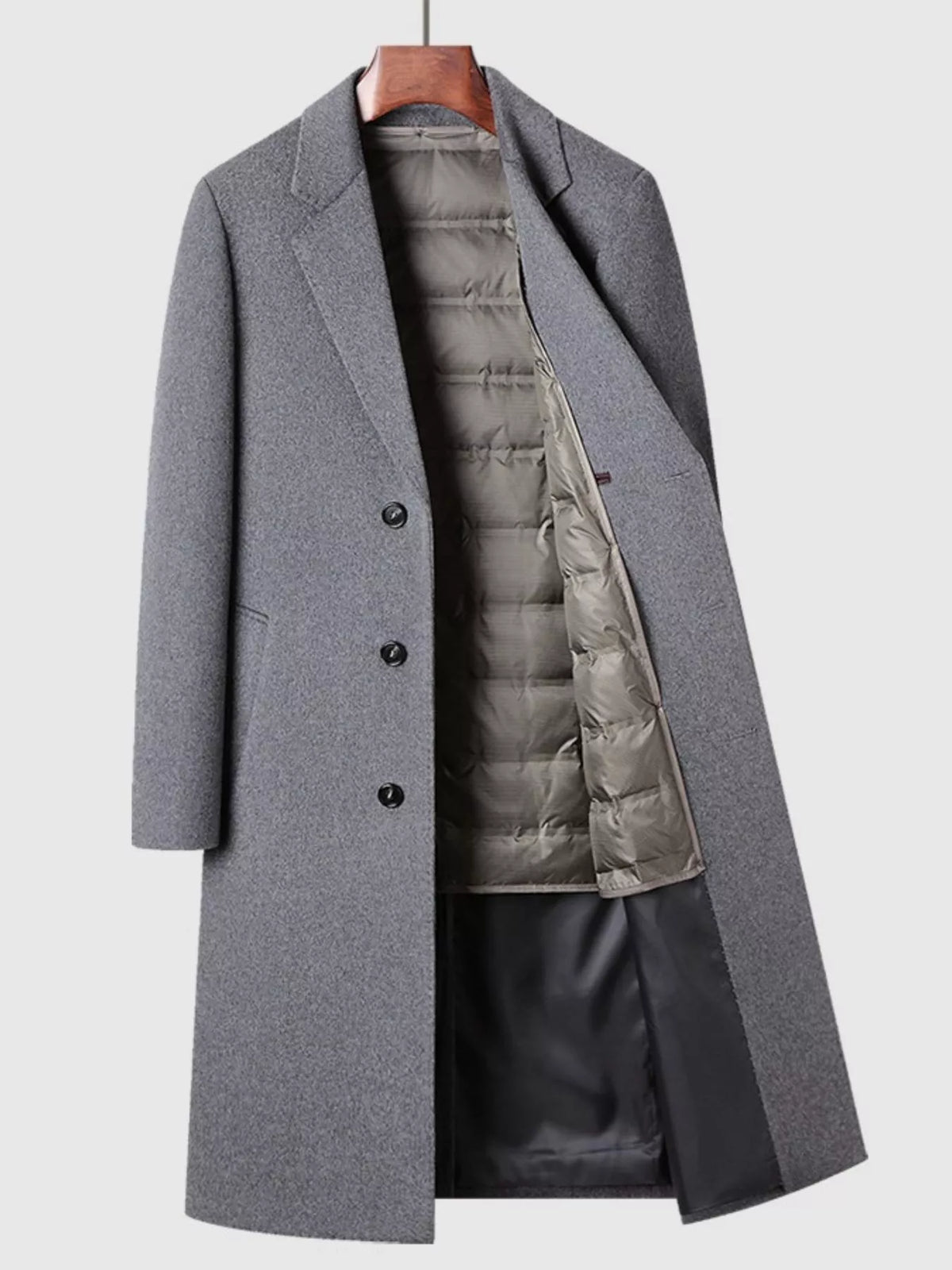 Men's classic button-up wool blend overcoat, view 2