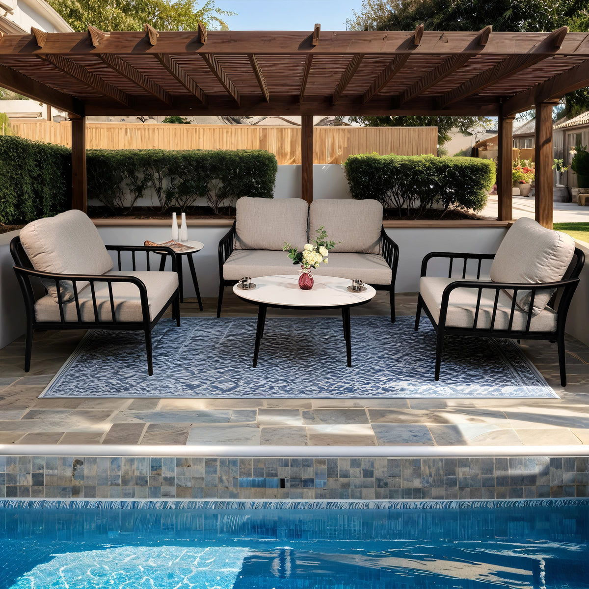 5-Piece Aluminum Patio Conversation Set – Ember Black