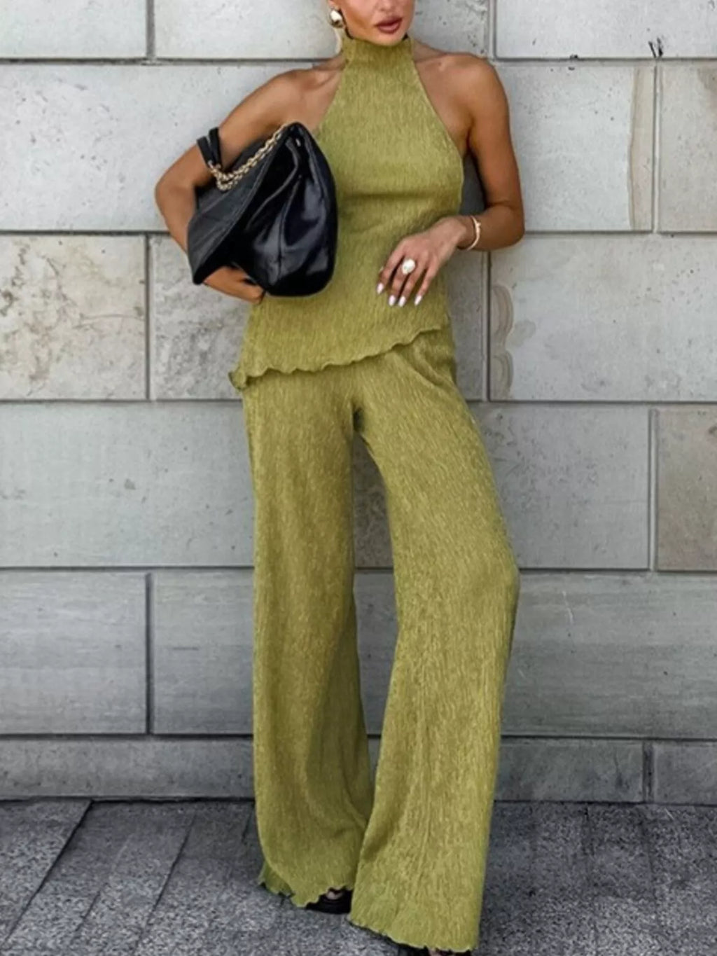 Trendsi sleeveless top and wide-leg pants two-piece set, stylish and comfortable for casual wear, shown in the product image.