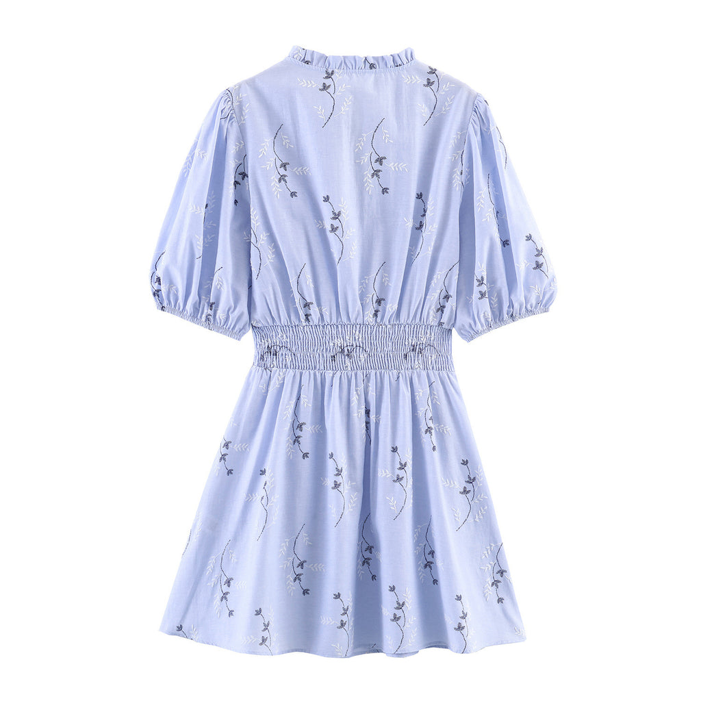 Women's Ruffle-Collar Printed Vacation Dress