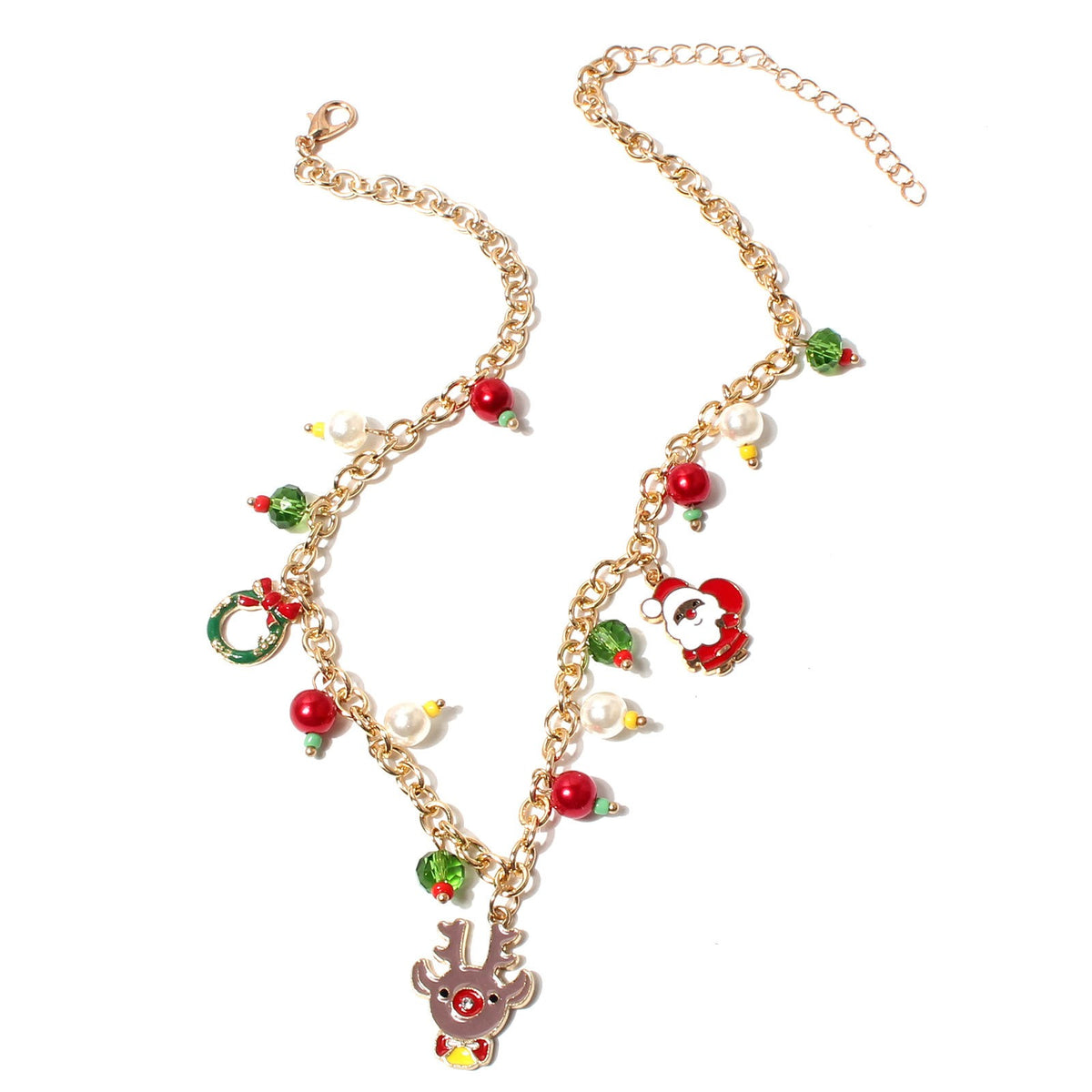 Holiday Necklace Colorful Pearl Christmas Necklace Ornaments