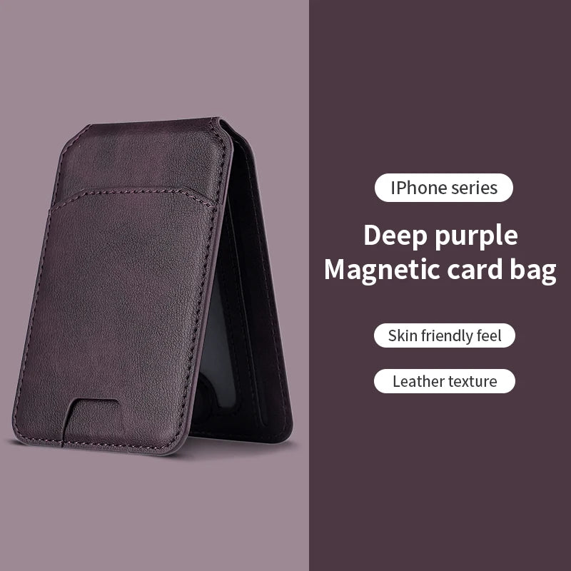 Magnetic Leather Phone Card Wallet