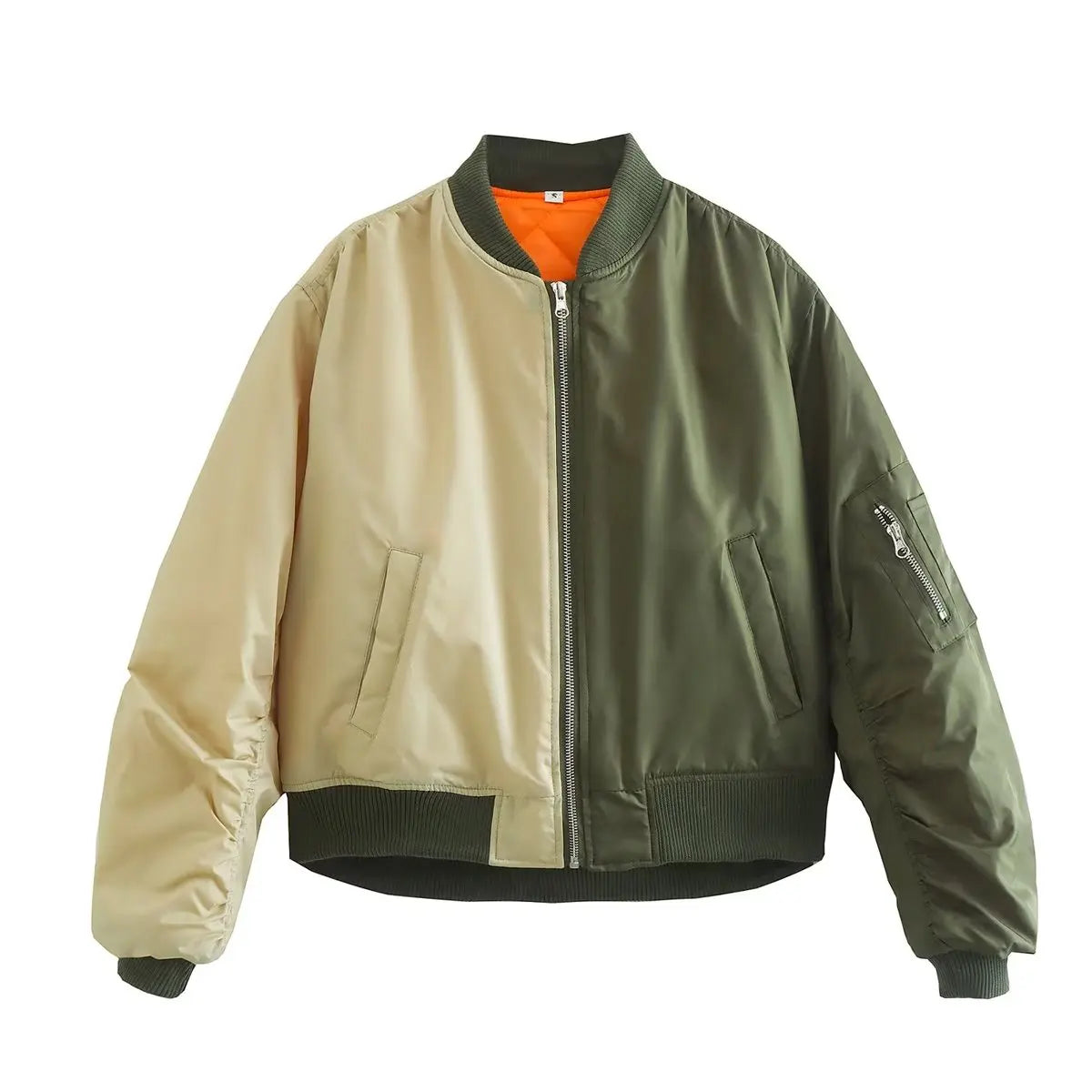 Women's Jacket Fashion Patchwork Bomber Jackets For Women Coat Autumn With Pockets Long Sleeve New in Outerwears