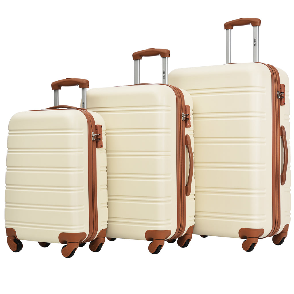3-Piece Hardside Spinner Luggage Set with TSA Lock – Antique White