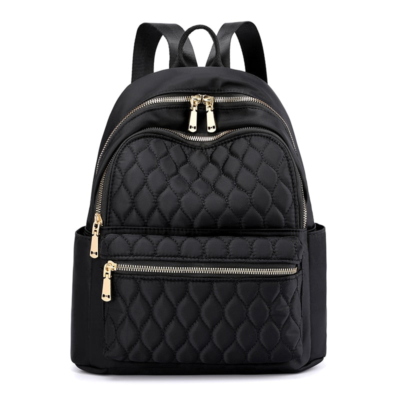 Women's Diamond-Quilted Nylon Travel Backpack