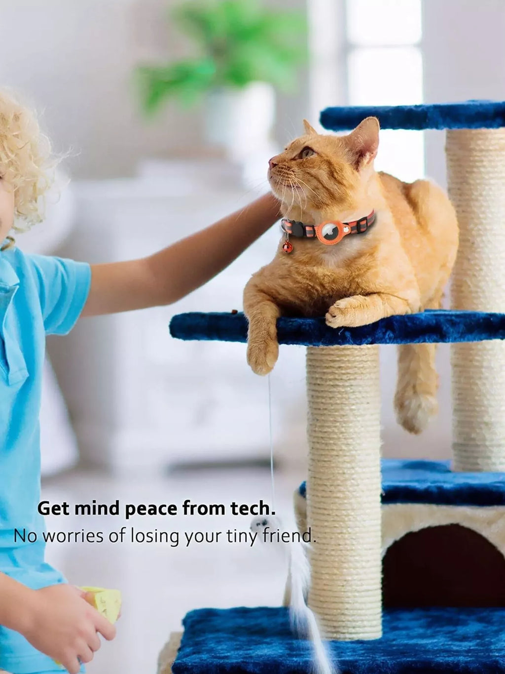 Reflective pet collar with Airtag holder, bell, and anti-lost locator for dogs and cats, by Trendsi.