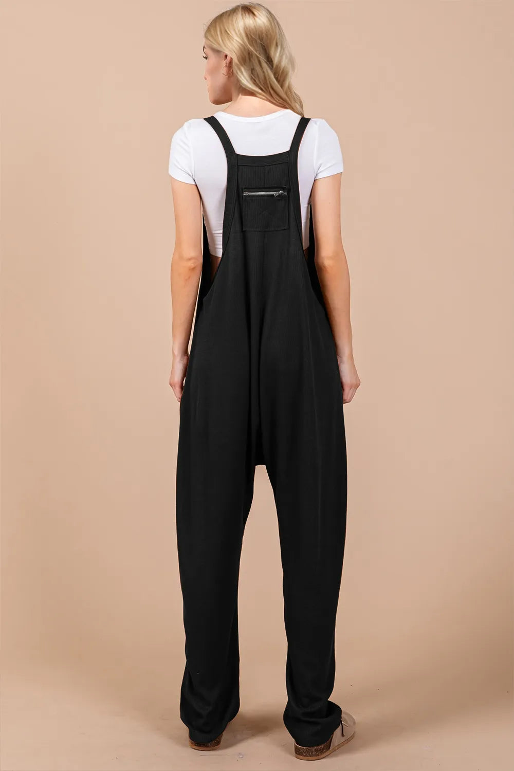 Oh Full Size V-Neck Wide Strap Overalls with Pockets by Trendsi, showcasing the stylish design and functional pockets.