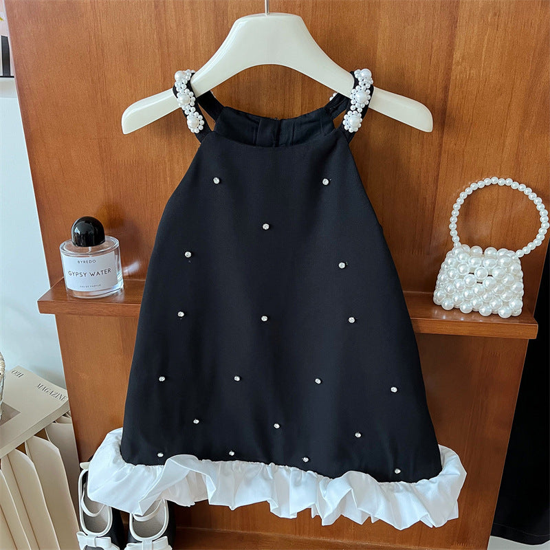Children's Summer Dress Fashion Princess Sleeveless Black Dress for Girls