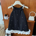 Children's Summer Dress Fashion Princess Sleeveless Black Dress for Girls