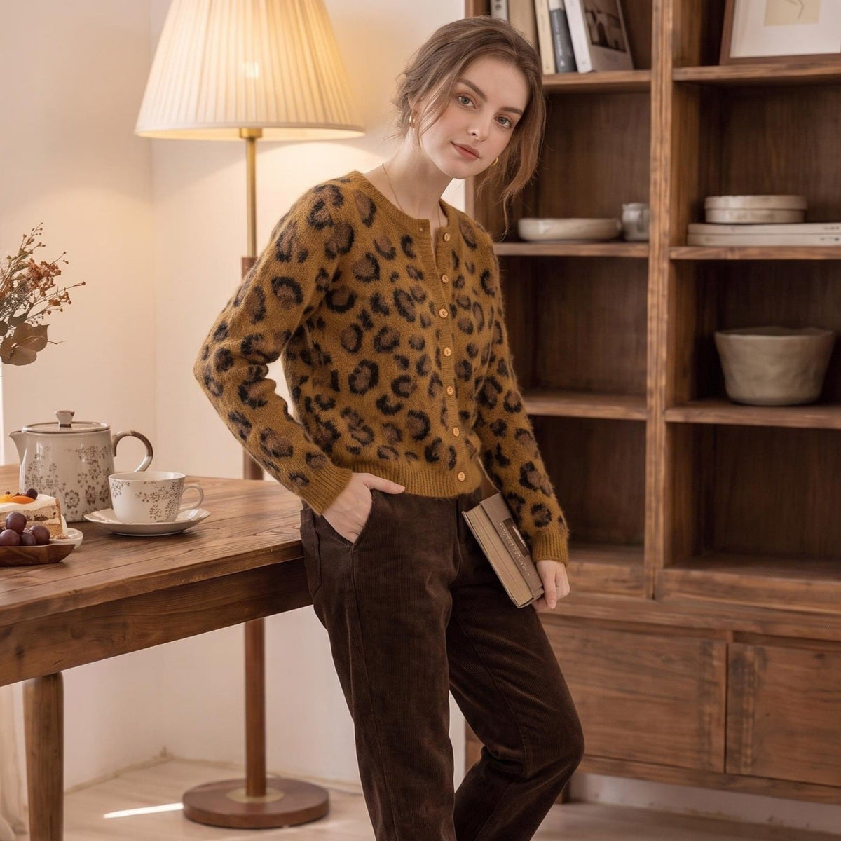 Leopard print V-neck sweater eprolo