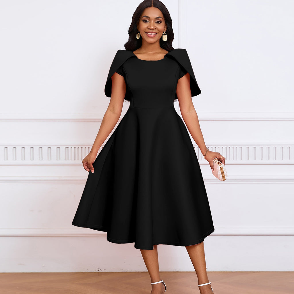 Flared Party Dress with Cape