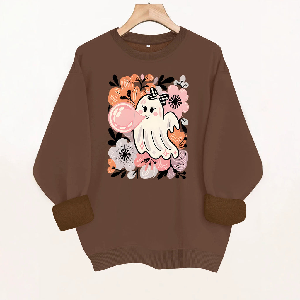 Women's Printed Lantern-Sleeve Crewneck Sweatshirt
