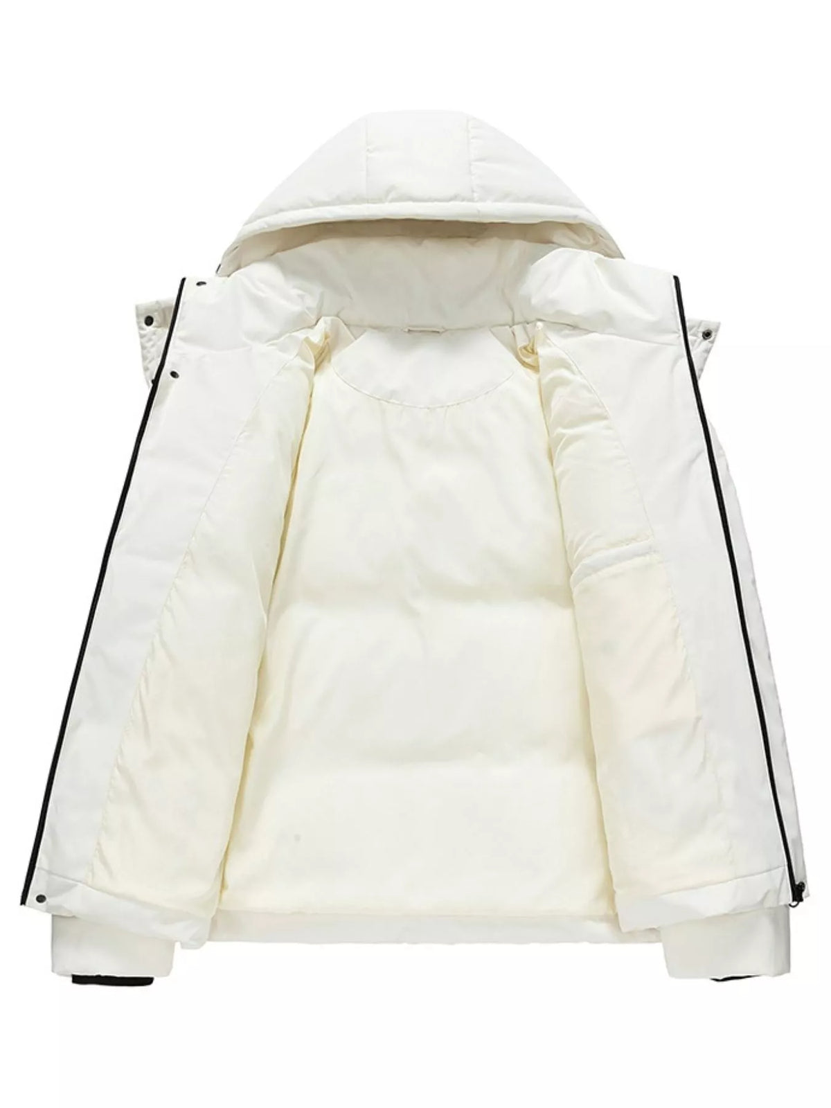 Men's plus size hooded padded winter puffer jacket, view 4