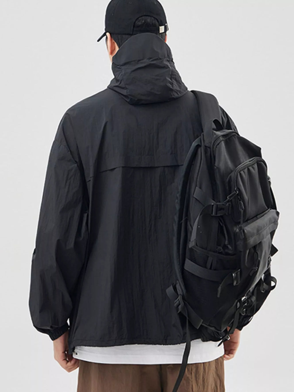 Men's plus size lightweight hooded windbreaker jacket, view 4