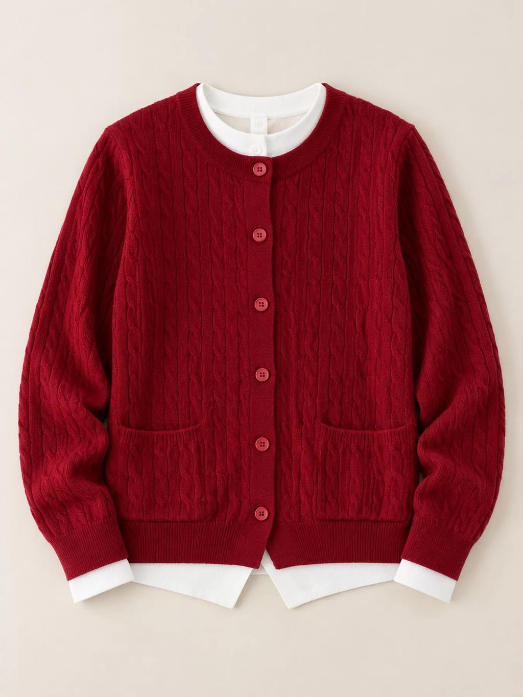 Cable-knit button-down cardigan, view 6
