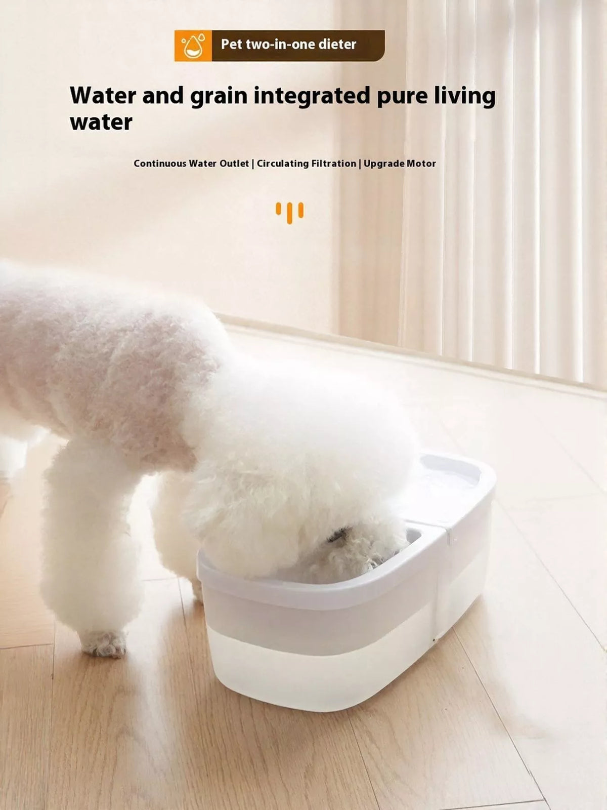 Trendsi 2-in-1 automatic pet water and food dispenser bowl with stainless steel bowls and sleek design.