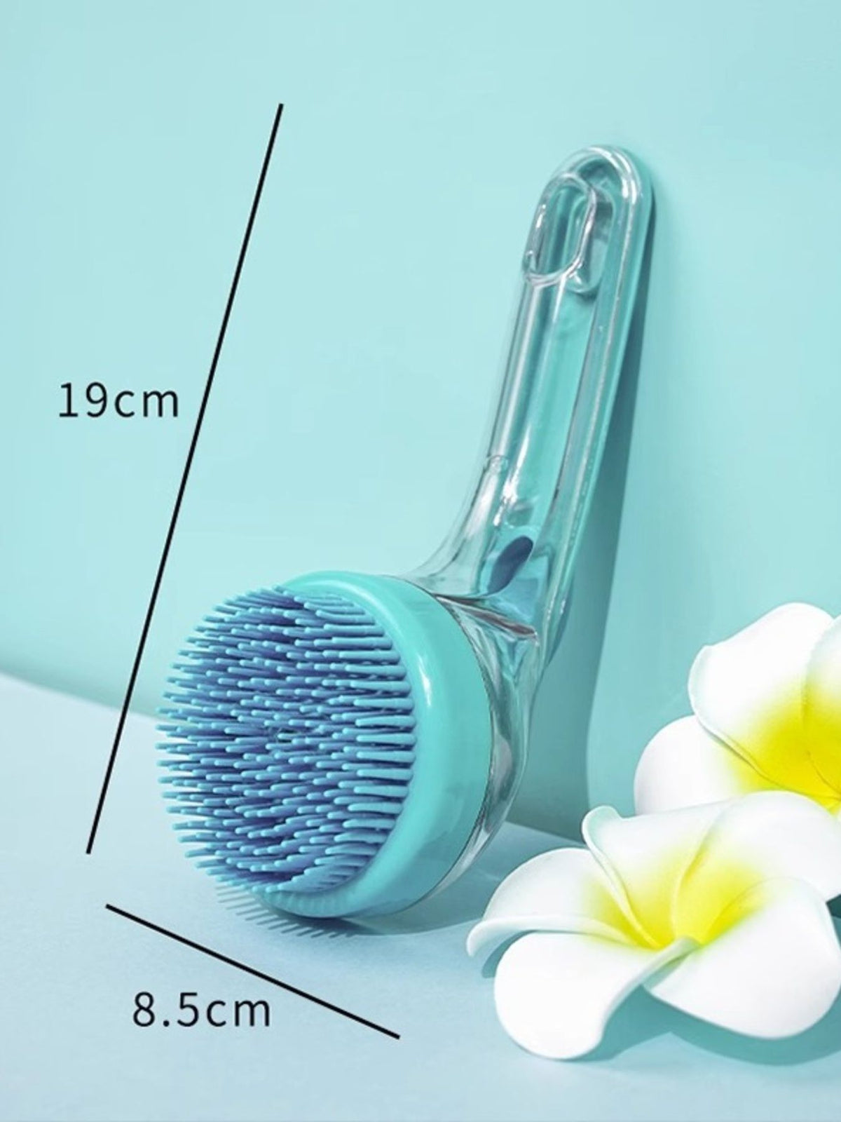 Soft pet shower brush by Trendsi, showing flexible bristles and ergonomic handle for gentle pet bathing and grooming.