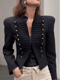 Cropped jacket with decorative buttons