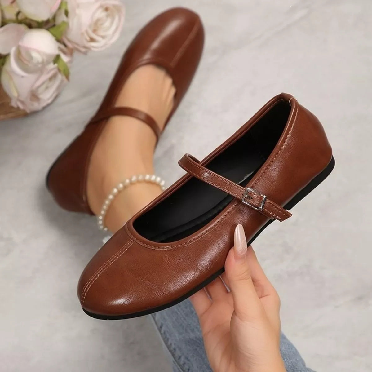 Trendsi round toe flats slip-ons featuring a sleek design, comfortable fit, and versatile style for everyday wear.